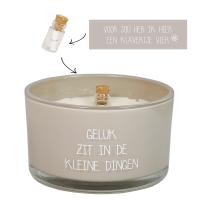 Flessenpost kaars - Geluk zit in de kleine dingen - Fig's Delight
